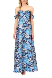 Aidan Mattox Off Shoulder Sweetheart Neck And Draped Off The Shoulder Zipper