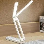 CyperEver Double-Head LED Desk Lamp for Office Home Battery Operated Rechargeable Lamp Foldable, Portable Bedside Table Lamp, LED Desk Light Strip, Dimmable Wireless (White,4000mah,3000-6000K)