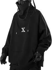 [Eocicvvi] Pullover Men's Cyberpunk Hoodie Turtleneck Oversize Sweat Long Sleeve Hip Hop Sweatshirt Japanese