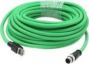M12 4 Pin D-Coded to RJ45 Cat5e Ethernet Cable for Sick Keyence IV2 SR-2000 Barcode Reader Sensor Network Switch PoE Shielded 25m