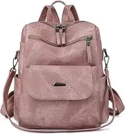 [Hoxfly] Travel Rucksack Women Backpacks Anti Theft, PU Leather Fashion Backpacks Handbag for Women Travel, High Capacity Shoulder Bags Waterproof School Bags Retro Ladies Backpack Work Travel Daypack