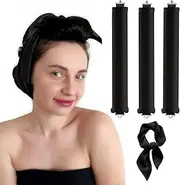 Flylipu Heatless Hair Curler, Heatless Curls Overnight Hair Curlers to Sleep in No Heat Hair Curler Curling Rod Headband Hair Rollers with Scarf, 3 Set Rod