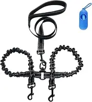Yamibobo Dual Leash Free for 2 Dogs, Leash Splitter 2 Dog 360 Swivel Double Dog Walking Training Leash,Shock Absorbing Reflective Bungee