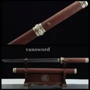 Chinese Tang Dynasty Dao Clay Tempered T10 Steel Sword Rosewood Sheath Full Tang