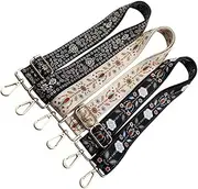 [Angoily] 3Pcs Adjustable Crossbody Bag Strap Replacement Wide Shoulder Handle with White Snowflake Black Snowflake Stars Patterns Durable Material Easy Install