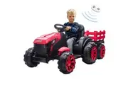 Ride on Car Remote Control Kids Tractor 12V Battery Electric Toy Vehicle Trailer MP3 Player Safety Belt LED Light Red