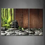 3 Panel Zen Wall Art Bamboo Canvas Green Spa Wooden Background Painting Pictu...
