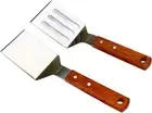 2 PCS Metal Spatula for Cast Iron Skillet, Stainless Steel Grill Spatula Slotted