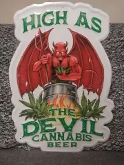 The Devil's Cock Brewing Company Tin Tacker Sign Cannabis Beer Man Cave Token