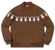 SS19 SUPREME X PLAYBOY CREW JACKET BROWN WHITE SZ XL (Bin #1)