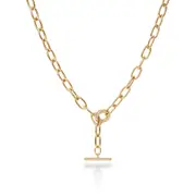 Bevilles Paperclip Fob Chain Necklace in 18kt Gold Plated Sterling Silver