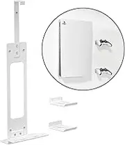 Console Holder Wall Mount for PS5: White Gaming Stand for PlayStation 5 Digital Disc Edition with 2 Controller Kits