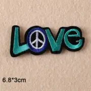 LOVE PEACE VEST EMBROIDERED PATCH APPLIQUE BADGE IRON ON SEW ON HIPPY PARTY