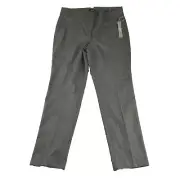LOFT Marisa Pants Womens 6 Gray Dots Flat Front Straight Leg NWT