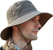 [OZ SMART SUN PROTECTION] Bucket Hats for Men/Women, Wide Brim Sun Hat UPF 50 UV Protection, Waterproof Boonie Hat for Fishing Hiking Garden Safari Boonie Hats (Army Green)