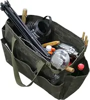 Carrying Bag, Utensil Organizer Bag, Camping Tool Storage, Portable Compact Heavy Duty Firewood Carrier, Multifunctional Tool Storage 18.11x6.89x11.02 inches for BBQ, Outdoor, Army Green