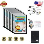 Classic Black Comic Book Frames, 8 Pack - Wall or Tabletop Display, Easy Insert