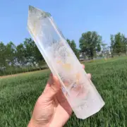 1.3kg Natural White crystal Obelisk Carved Quartz Crystal Wand Point