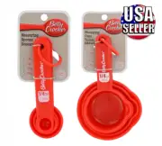 Betty Crocker Nesting Measuring Cups 4-pc. Set & Measuring Spoon Set Bundle, RED