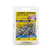 Zenith 6G x 40mm Zinc Plated Hinge-Long Thread Countersunk Head Timber Screws...