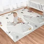 EERKEOD Foldable Playmat Baby Play Mat 200 x 180cm Large Reversible Waterproof XPE Crawling Mat for Kid Anti-Slip Portable Floor Mat with Travel Bag Play & Tummy Time Crawling Mat for Indoor Outdoor Use