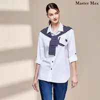在飛比找momo購物網優惠-【Master Max】假兩件披風休閒彈性長袖襯衫(8327