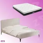 King Package | Burleigh Bed Frame Beige & Bonita Euro Top Mattress (Medium Firm)