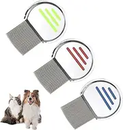 3 PCS Lice Combs, Stainless Steel Long Teeth Professional Flea Head Nit Treatment Comb, Metal Reusable Dandruff Headlice Ticks Eggs-Lice Removal Comb for Kids Boy Girl Adults Pet Removes Louse Nits