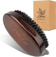 Wokelai Beard Brush for Men With Natural Boar Bristles, Black, Wooden Handle, Military Style, Travel Size, Beard Grooming & Styling Tool Kit, Beard Comb, Ideal Gifts for Men