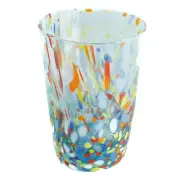 Murano Glass Drinking Glass Tumbler Light Blue Yellow Hand Made Millefiori