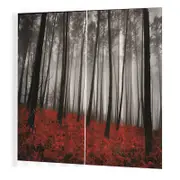 Nevenka 2 Panels Black Red Forest Curtains with Hooks and Roman Loops