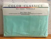 Vintage Westpoint Pepperell Pastel Green Percale Twin Fitted Bed Sheet NEW PKG