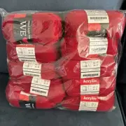 We Love Yarn Classic Acrylic Red Color 22 10 Skeins - New in Package