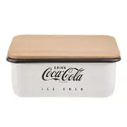 's Coca-Cola Enamel Bread Box with Lid, 14.5 x 9.5 x 5.75'', White