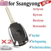 2X Remote Key Shell Case Fob Suitable for Ssangyong Actyon Kyron Rexton Korando