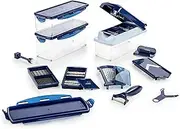 Genius Nicer Dicer Plus (18 Pieces) in Sapphire Blue - Fruit, Vegetable & Onion Cutter, Cubes, Slices, Stripes & More