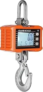 Digital Hanging Scale 1000kg/ 2204lbs Portable Heavy Duty Crane Scale LCD Backlight Industrial Hook Scales Unit Change/Data Hold/Tare/Zero for Construction Site Travel Market Fishing Outd QIUNI