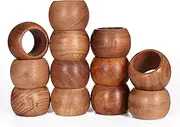 Goroly Home Natural Acacia Wood Decorative Napkin Rings Set of 12, Serviette Napkin Rings Bulk for Party Decoration, Table Top Décor for Dinning Table, Everyday, Christmas, Easter Family Gatherings