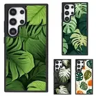 Plastic Cover For Samsung Galaxy Z Fold Flip 3 4 5 6 green pattern Monstera leaf