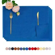 Reversible Blue Placemats Set of 4 Cloth Placemats Washable Dining Table Mats...
