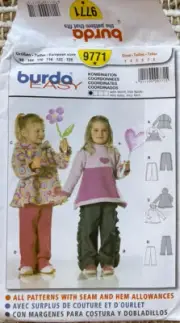 Burda 9771 | Kid Girl Hoodie Pants Top | Coordinates Sewing Pattern | UnCut