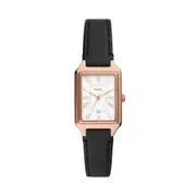 Fossil Raquel Three-Hand Date Black LiteHide Leather Watch ES5310 Stainless Steel 4064092234916