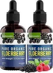 Organic Black Elderberry Syrup [Extra Strength], Sambucus Elderberry Liquid Extract for Kids & Adults - Daily Immune Support and Booster