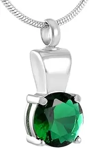 DOTUIARG Green Zircon Memroial Jewellery Ashes Keepsakes Pendant -Stainless Steel Cremation Necklace for Women