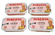 4 Cans Salmon Portuguese Natural 120g - 4.23oz - Minerva Portugal