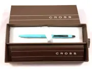 CROSS PEARLESCENT TEAL CLICK ROLLERBALL PEN IN BOX + EXTRAS #AT0625-5