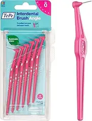 TePe Interdental Brush Angle, Pink, 0.4mm/ISO 0, 6pcs, interspace cleaning, plaque remover for teeth with narrow gaps, ensures strong gums
