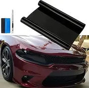 fangfei 12 48 inches Self Adhesive Auto Car Tint Headlight Taillight Fog Light Vinyl Smoke Film Sheet Sticker Cover (Black)