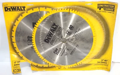 DeWALT 12" Saw Blade Combo Pack 32T General Purpose and 80T Fine Crosscut NEW