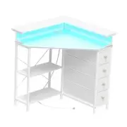Corner Desk with Drawers Shelves for Small Space 90 Degrees Triangle Computer